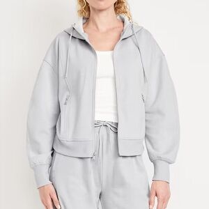 Old Navy Active Light Gray Full-Zip Hoodie (Tall)